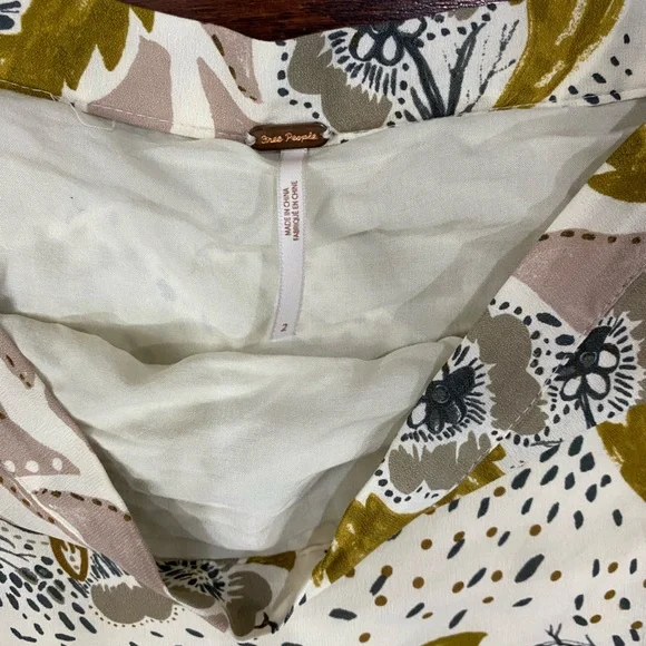 Free People / Pebble Crepe Maxi Skirt / Boho Floral Thigh High Slit Sz 2 - Picture 8 of 11